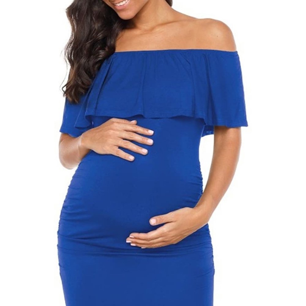 Off shoulder ruffle women’s maternity dress (S)NWT